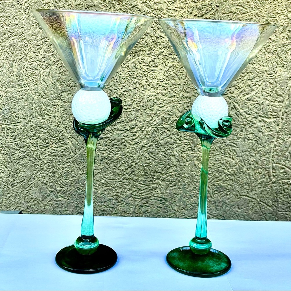 Vintage BRIONI Golf Ball Martini Glasses - Entittled "The Perfect Lie"